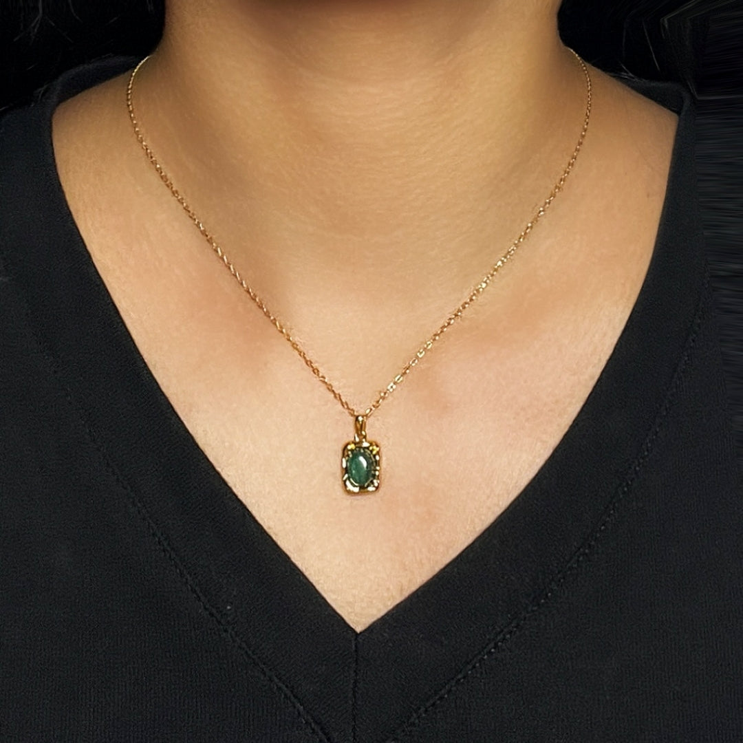 Collier Malachite – Rectangle Sacré, Argent