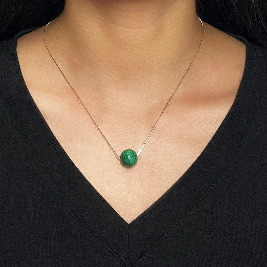 Collier Malachite – Sphère d’Harmonie, Argent