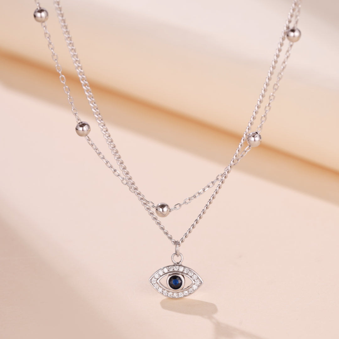 Evil Eye Necklace – Double Protection, Sterling Silver 925