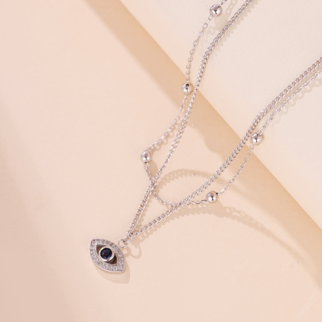 Evil Eye Necklace – Double Protection, Sterling Silver 925