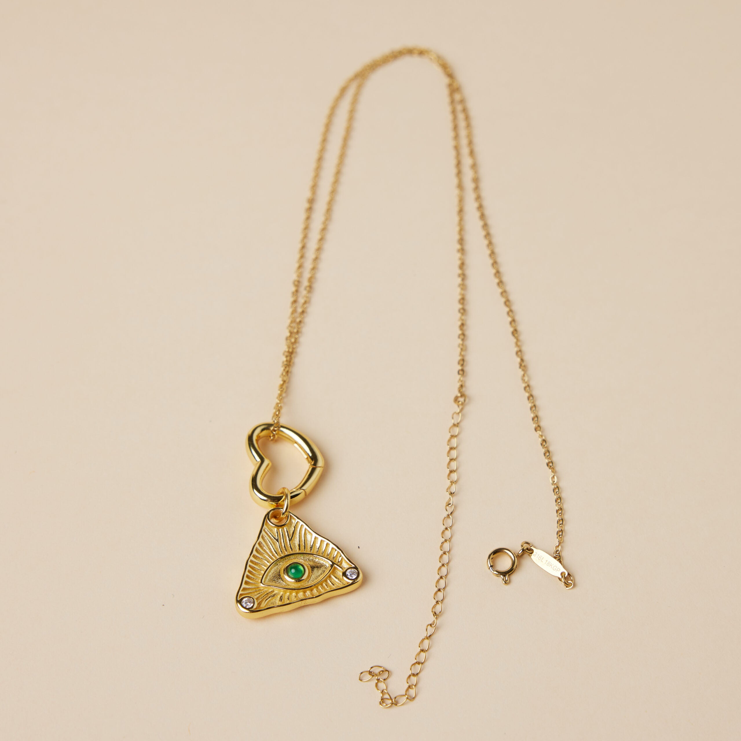 Evil Eye Necklace in Agate – Love Protection, Gold Plated Silver
