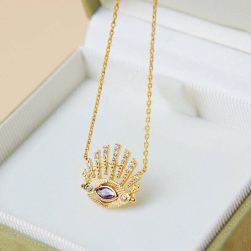 Evil Eye Necklace – Ethereal Guardian, Gold Plated Silver