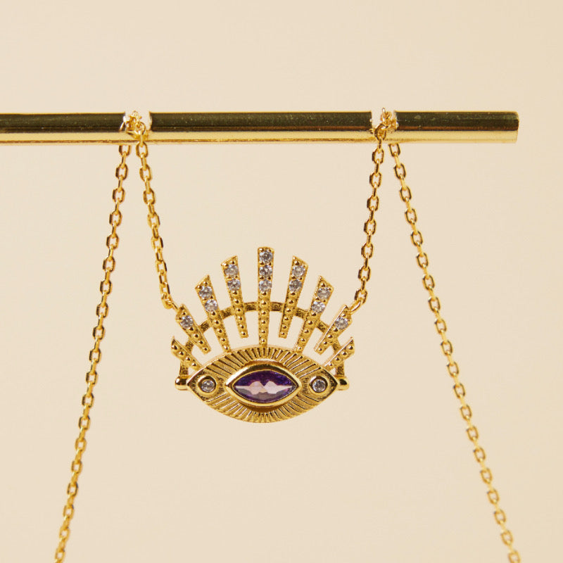Evil Eye Necklace – Ethereal Guardian, Gold Plated Silver