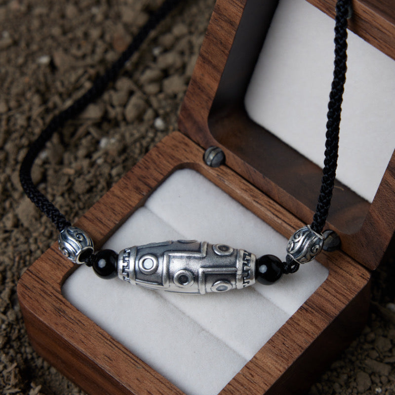 Collier Obsidienne – Œil Céleste, Argent