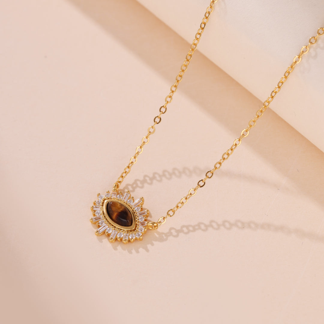 Collier Oeil de Tigre – Cour Royale , Argent Plaqué Or