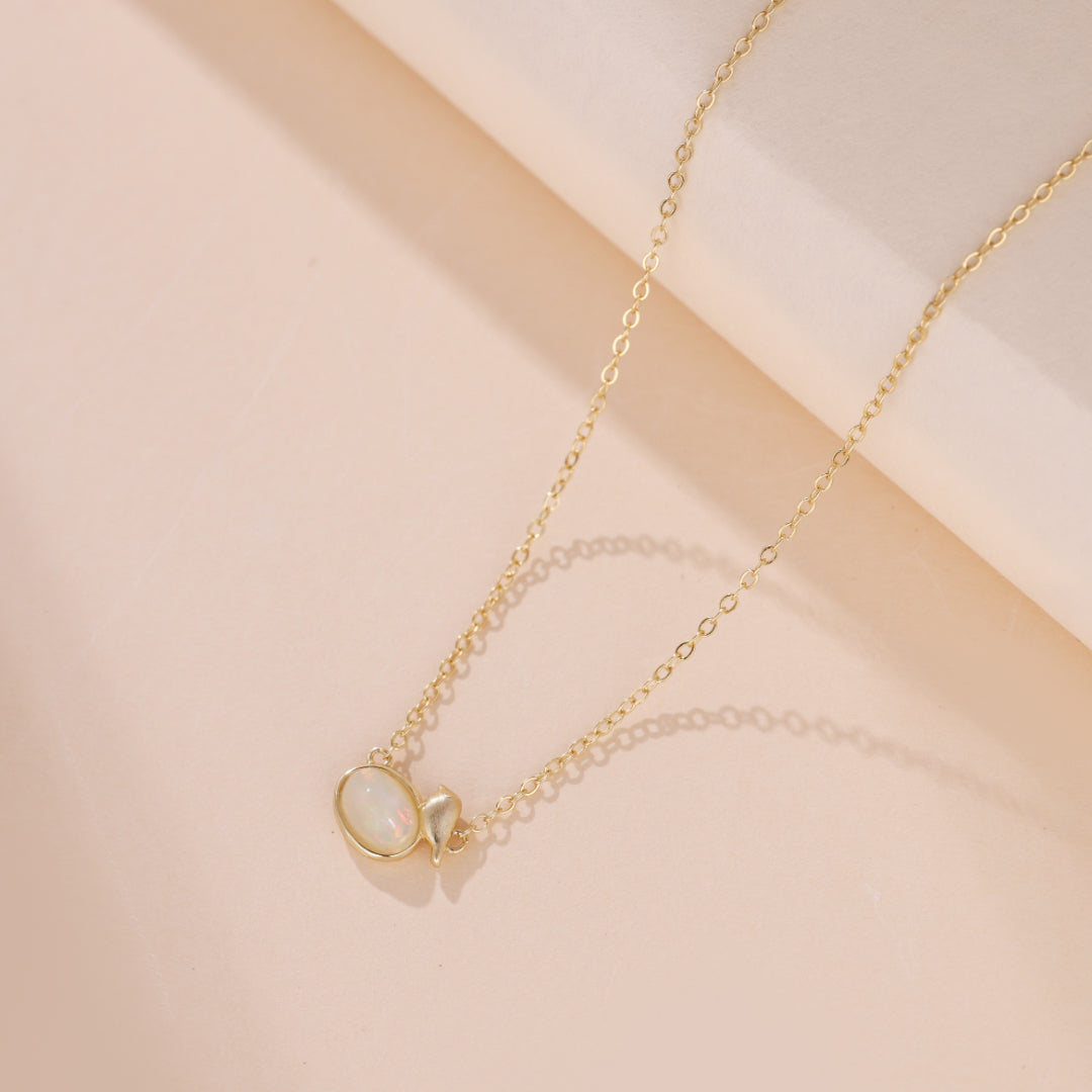 Collier Opale – Mélodie du Ciel, Argent Plaqué Or