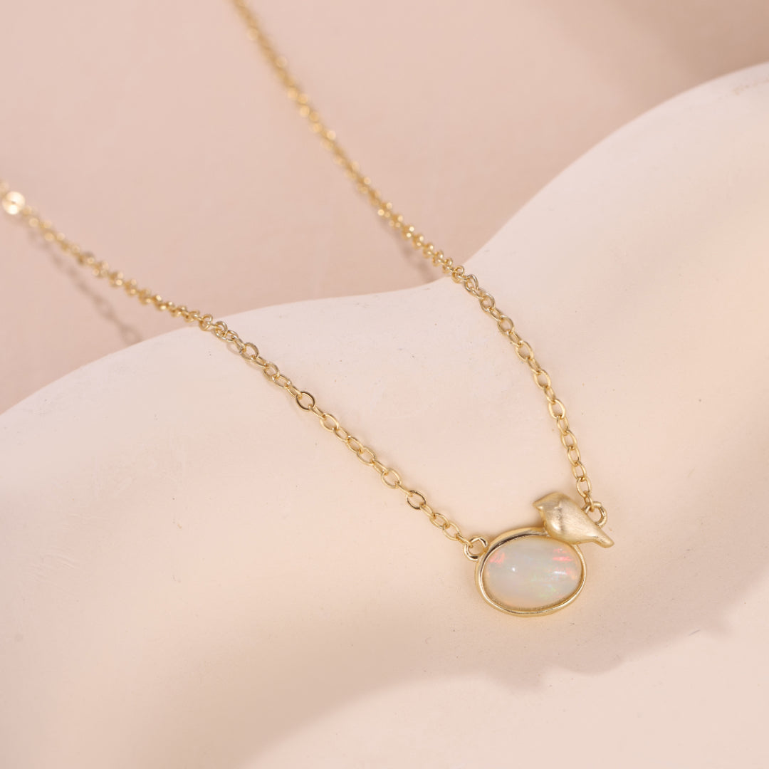 Collier Opale – Mélodie du Ciel, Argent Plaqué Or