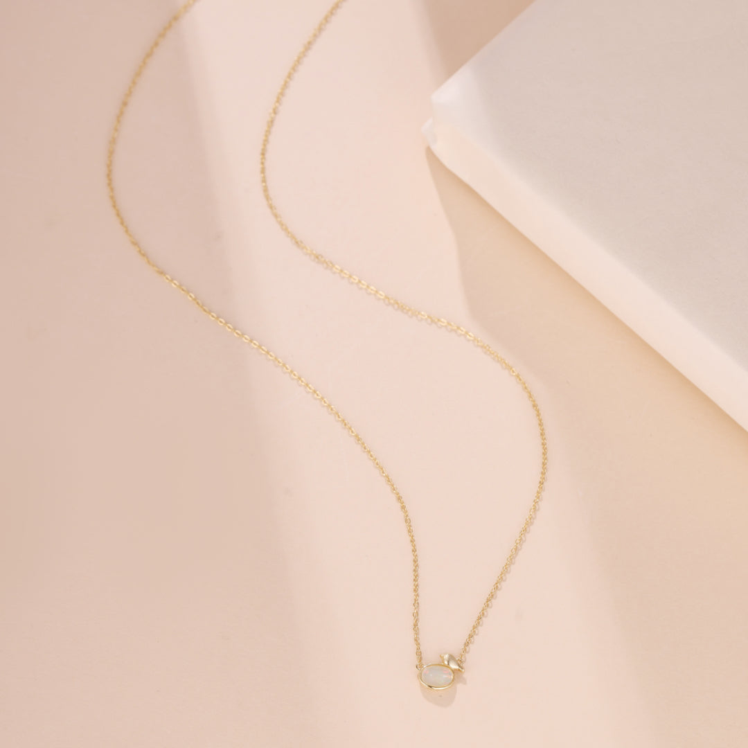 Collier Opale – Mélodie du Ciel, Argent Plaqué Or