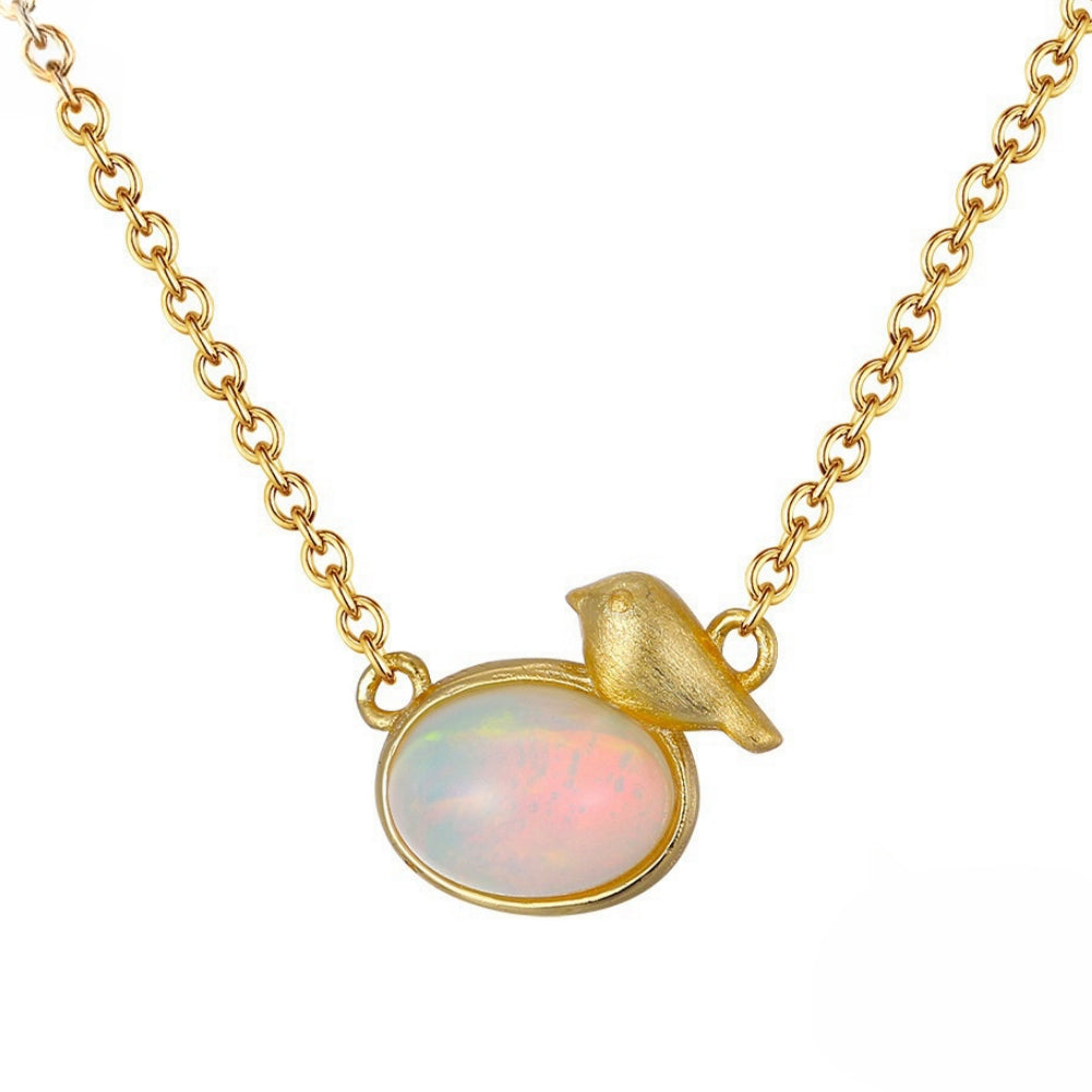 Collier Opale – Mélodie du Ciel, Argent Plaqué Or