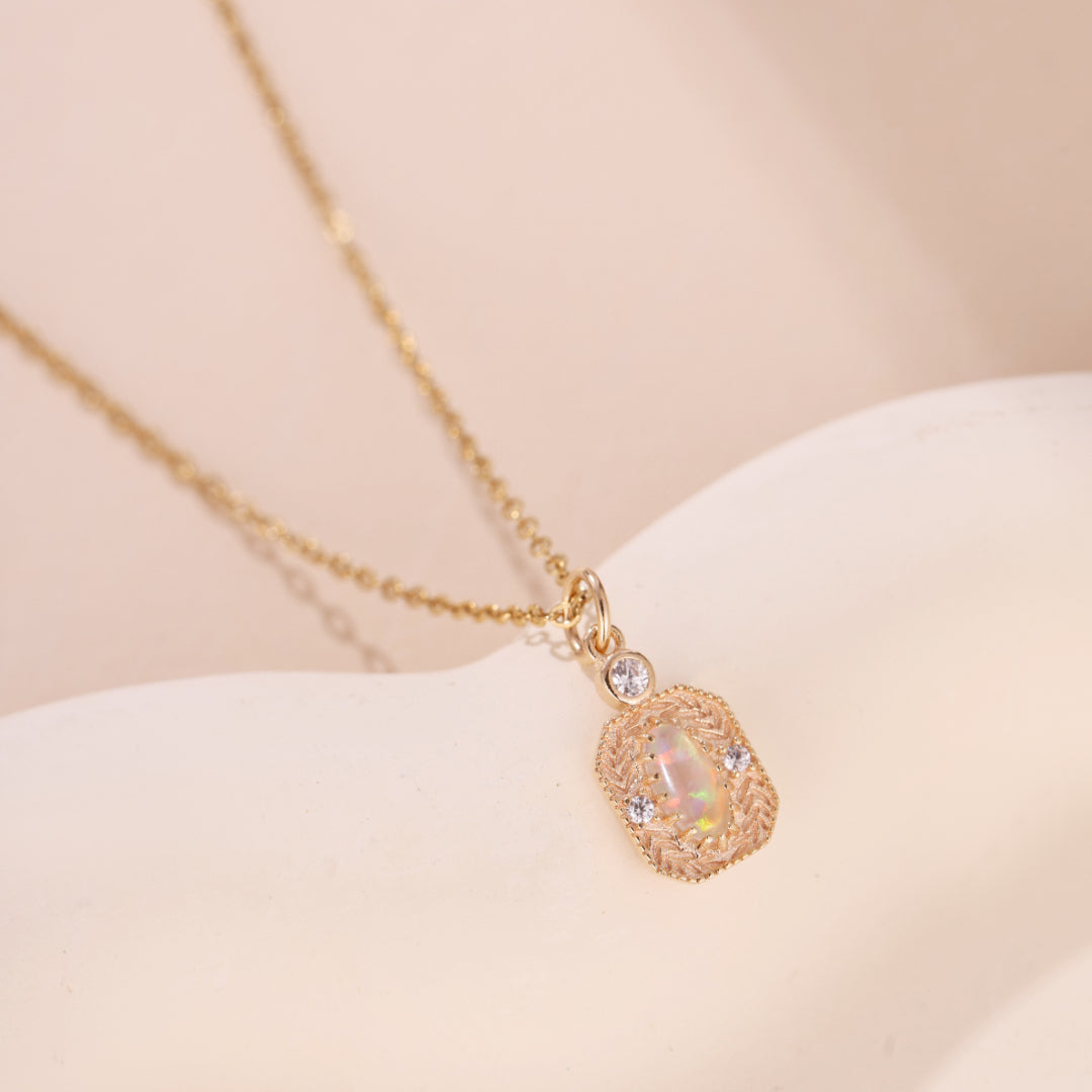 Collier Opale – Rêve Champêtre, Argent Plaqué Or
