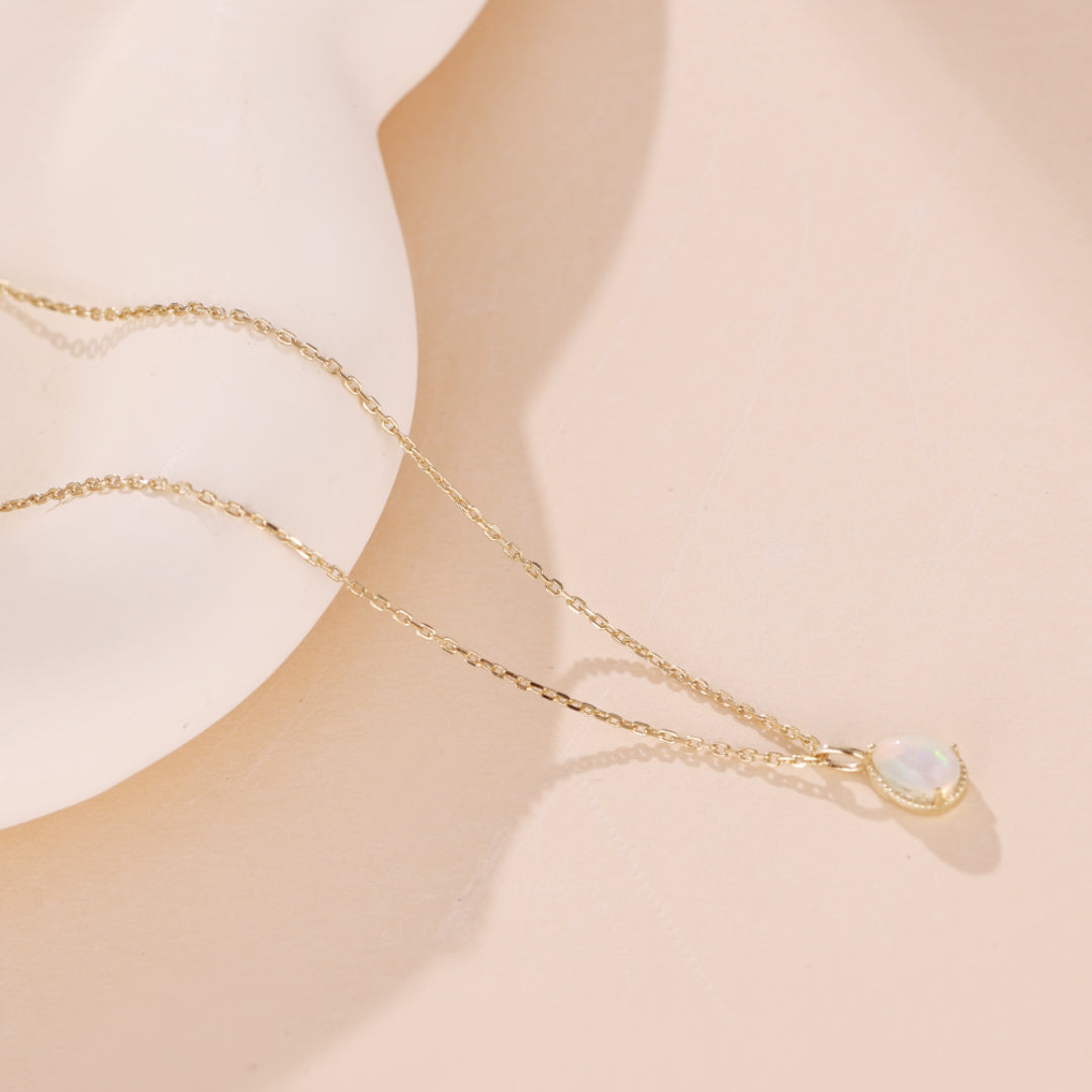 Collier Opale – Sagesse, Argent Plaqué Or