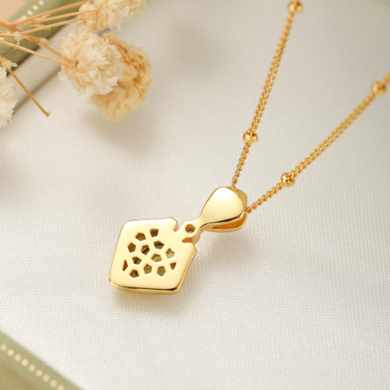 Collier Péridot – Éclat Ciselé, Argent Plaqué Or