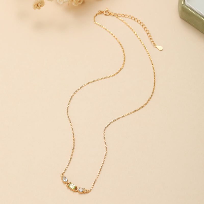 Collier Péridot et Topaze – Géométrie Raffinée, Argent Plaqué Or