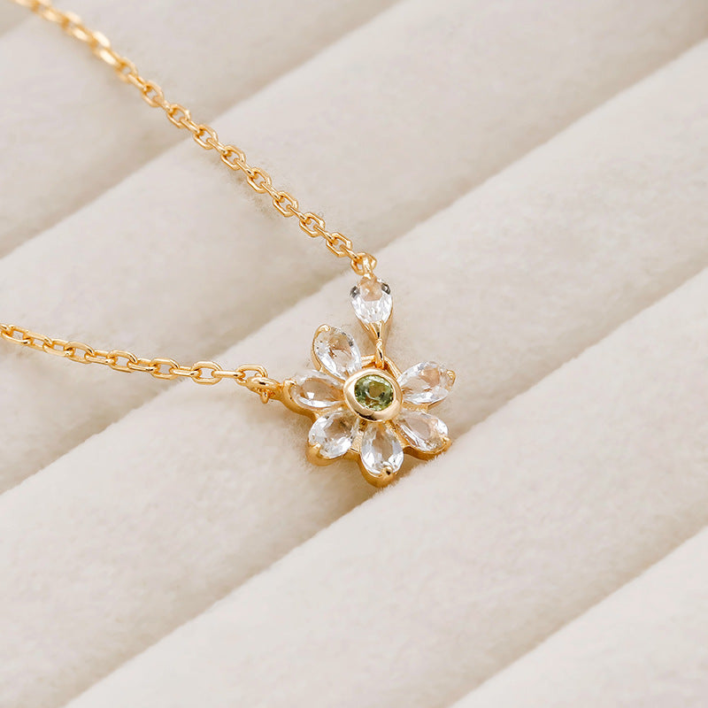 Collier Péridot et Topaze – Vœux Éternel, Argent Plaqué Or