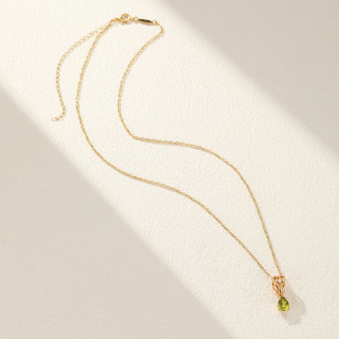 Collier Péridot – Éveil Lumineux, Argent Plaqué Or
