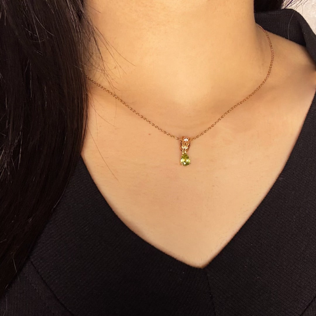 Collier Péridot – Éveil Lumineux, Argent Plaqué Or