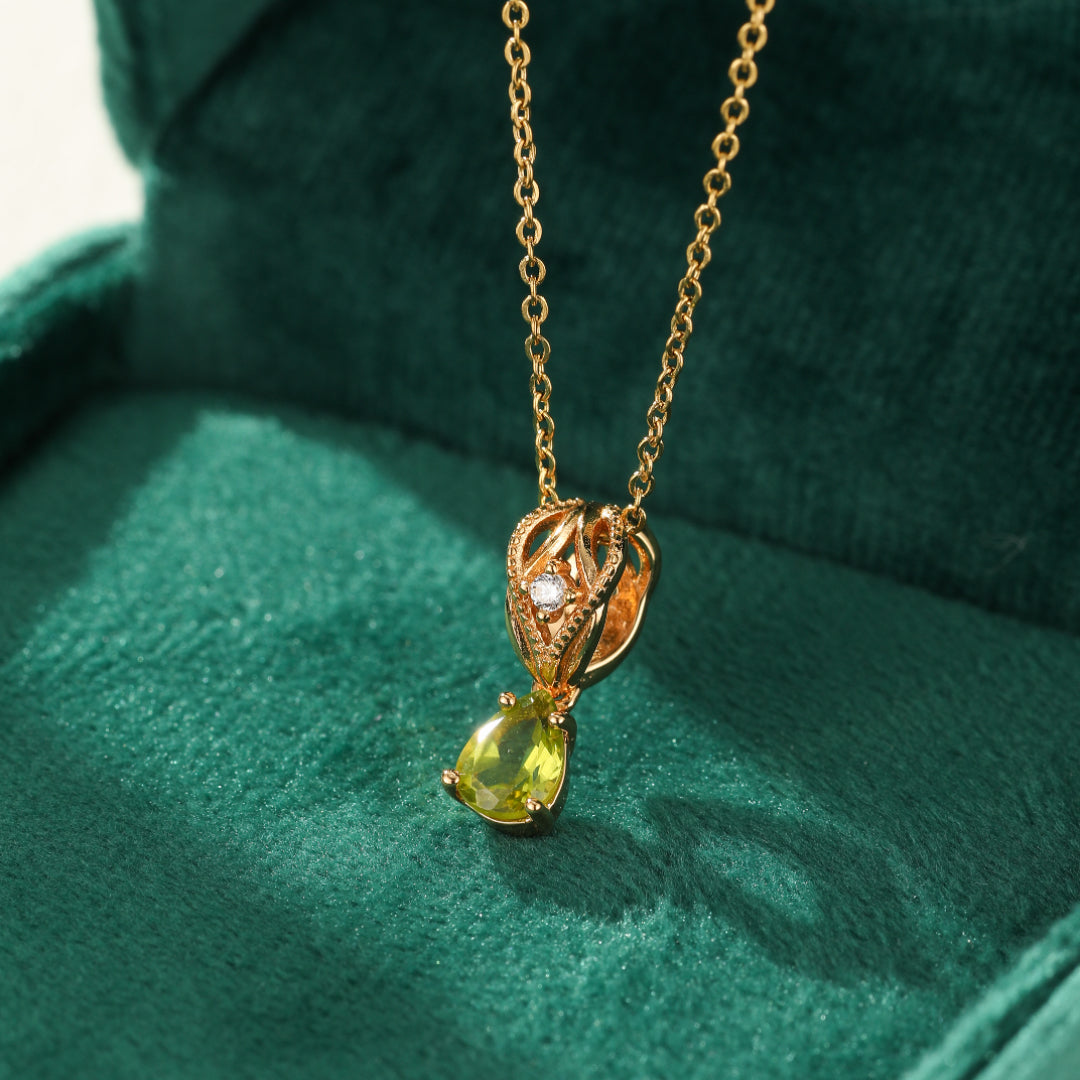 Collier Péridot – Éveil Lumineux, Argent Plaqué Or