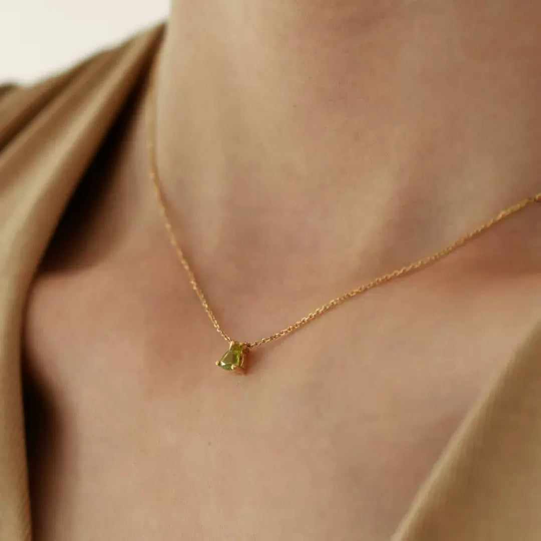 Collier Péridot – Rayonnement Vert, Argent Plaqué Or