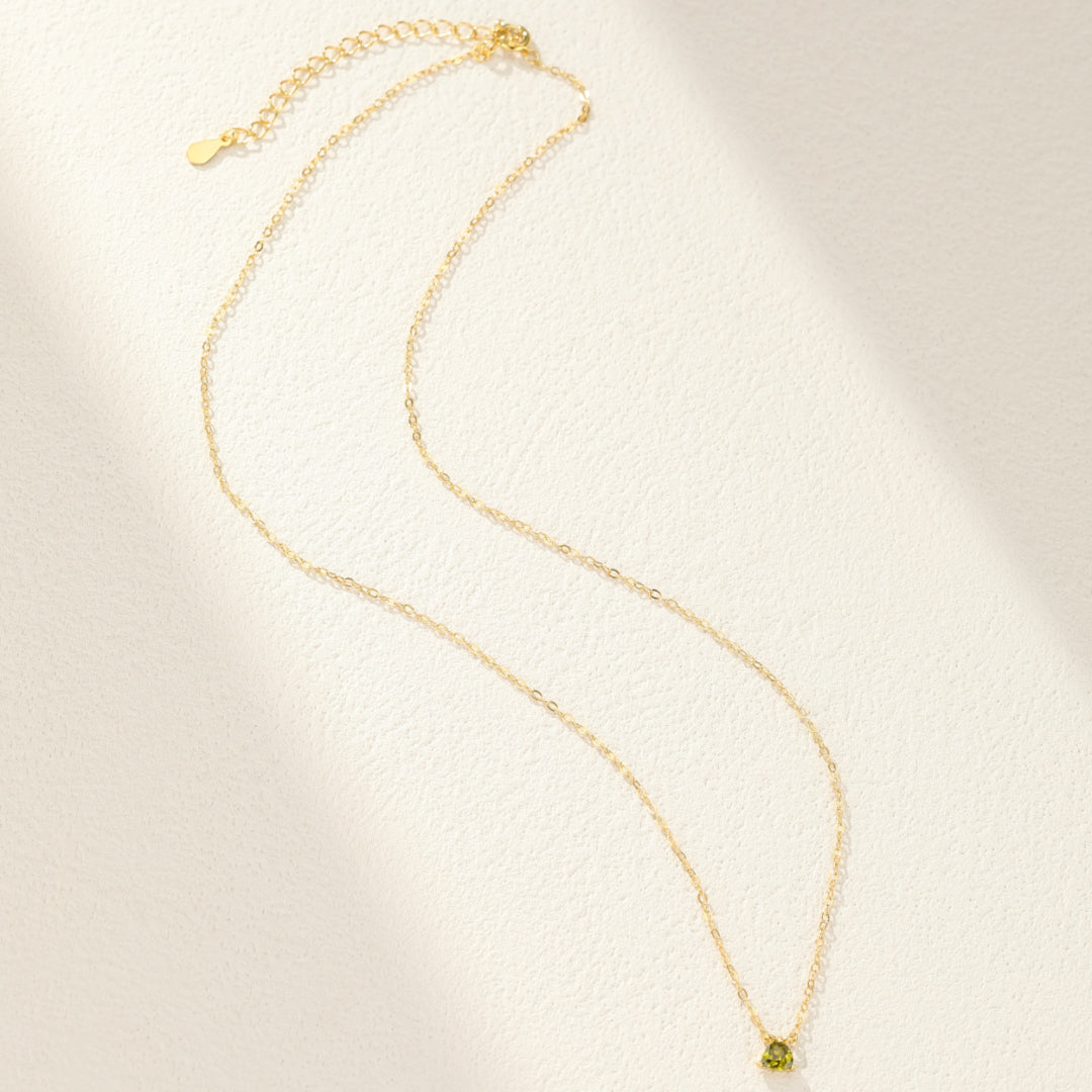 Collier Péridot – Rayonnement Vert, Argent Plaqué Or
