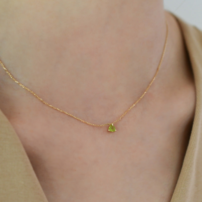 Collier Péridot – Rayonnement Vert, Argent Plaqué Or