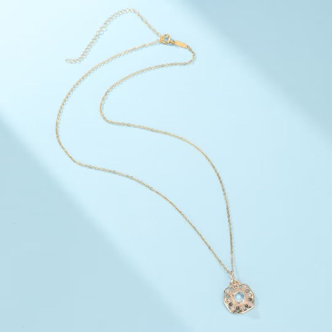 Collier Pierre de Lune – Joyau Antique, Argent Plaqué Or