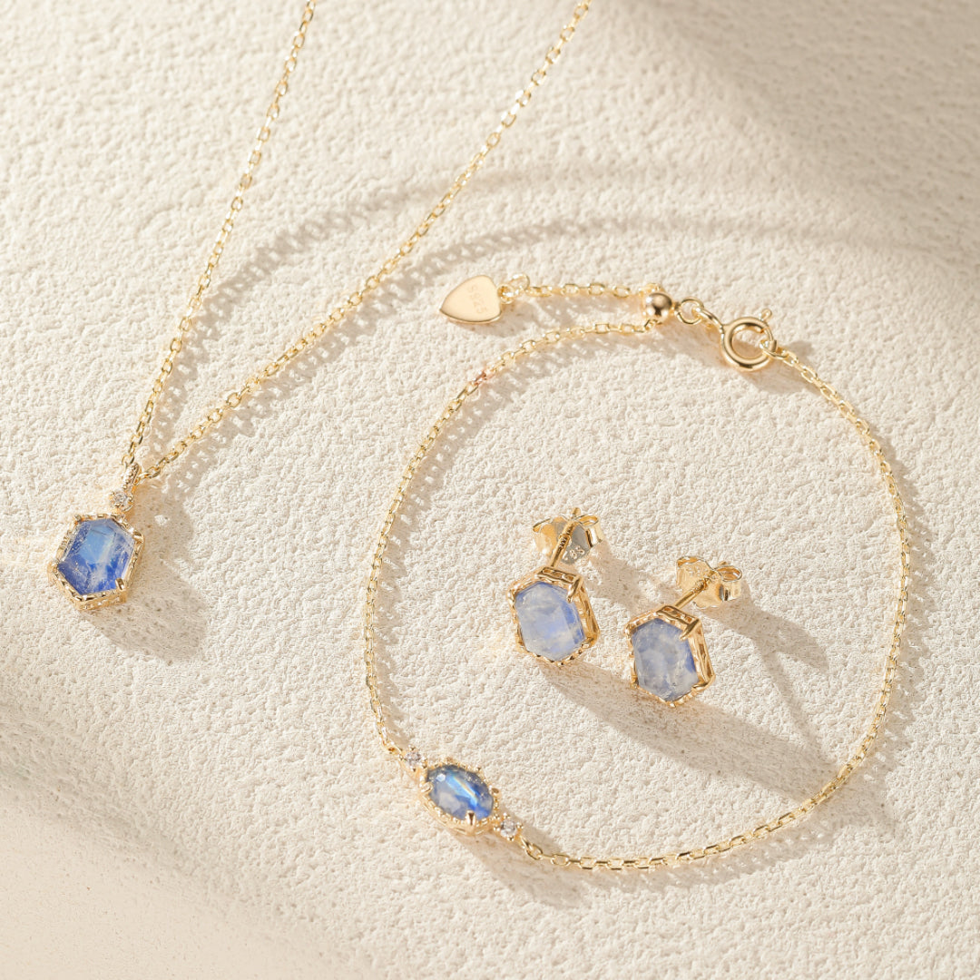 Collier Pierre de Lune – Luna, Argent Plaqué Or