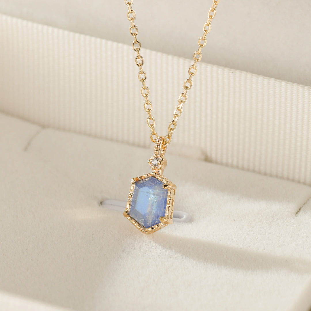 Collier Pierre de Lune – Luna, Argent Plaqué Or