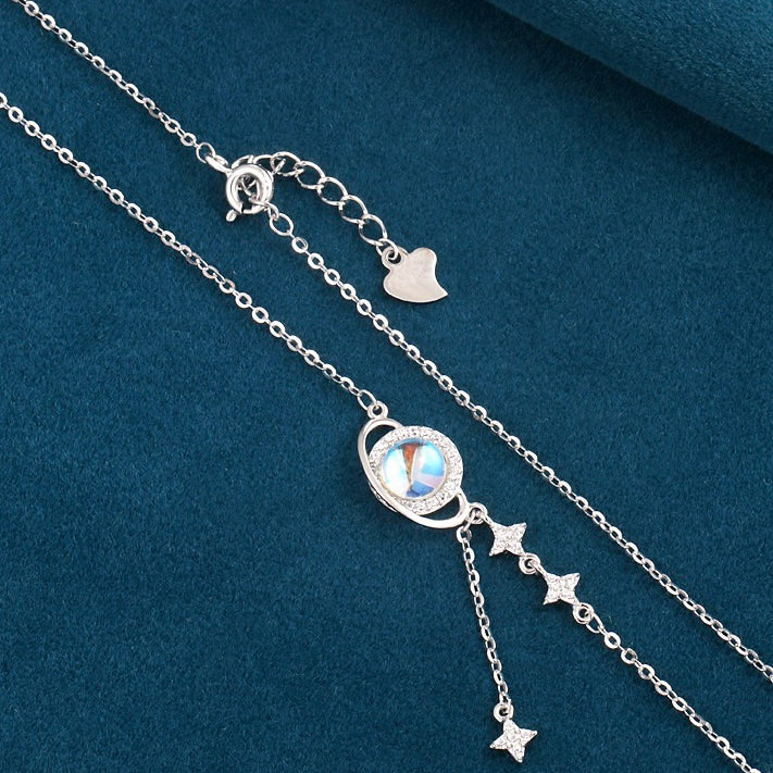 Collier Pierre de Lune – Rêve Bleu, Argent 925