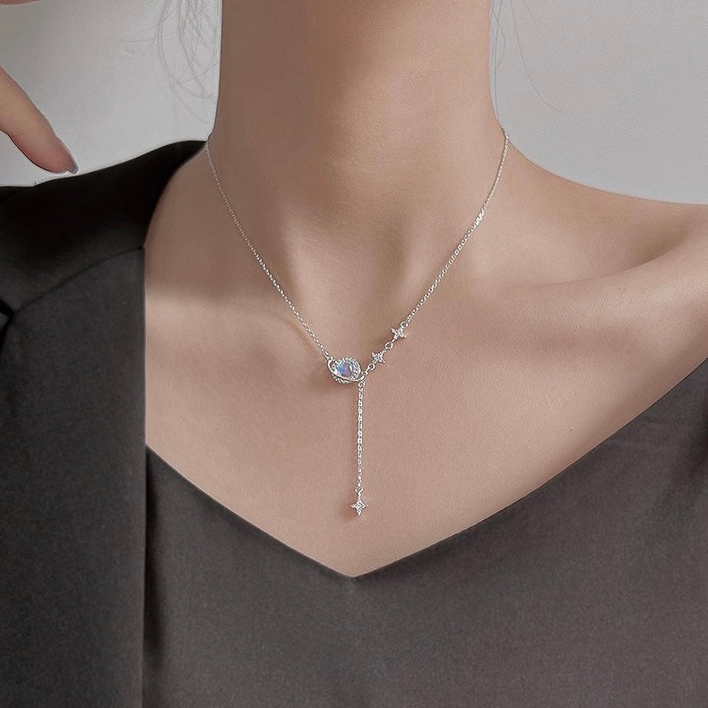 Collier Pierre de Lune – Rêve Bleu, Argent 925