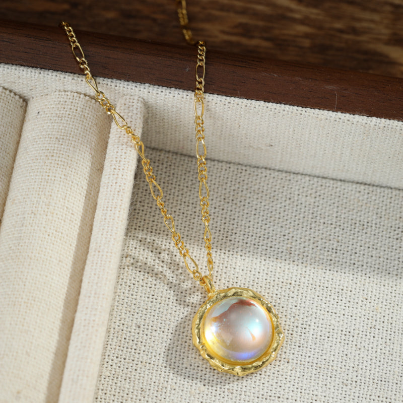 Collier Pierre de Lune – Rêve Étoilé, Argent Plaqué Or
