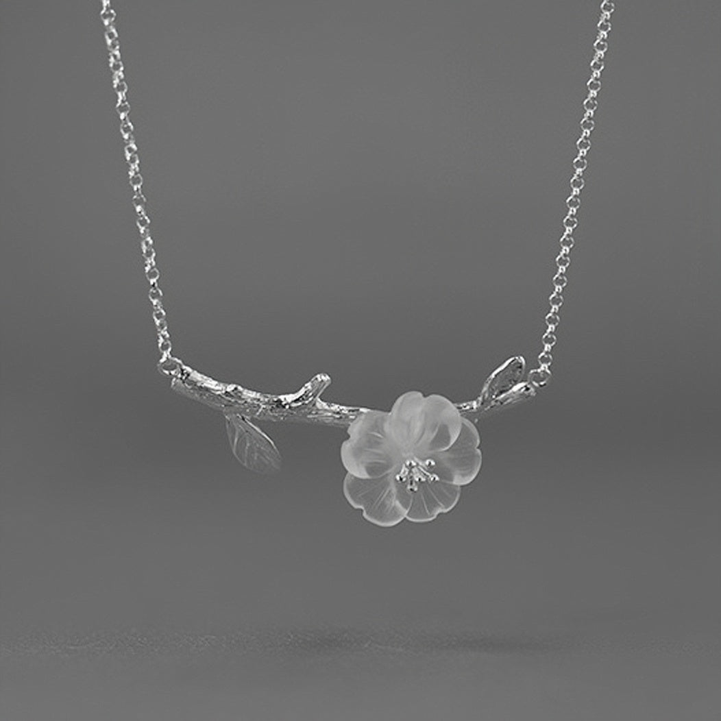 Collier Quartz Clair – Fleur de Tranquillité, Argent
