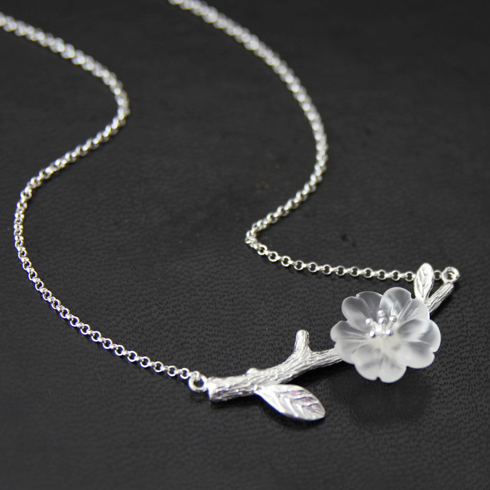 Collier Quartz Clair – Fleur de Tranquillité, Argent
