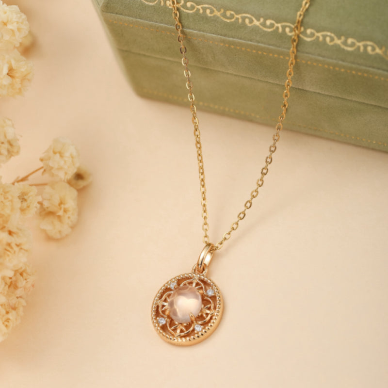 Collier Quartz Rose – Chance, Argent Plaqué Or
