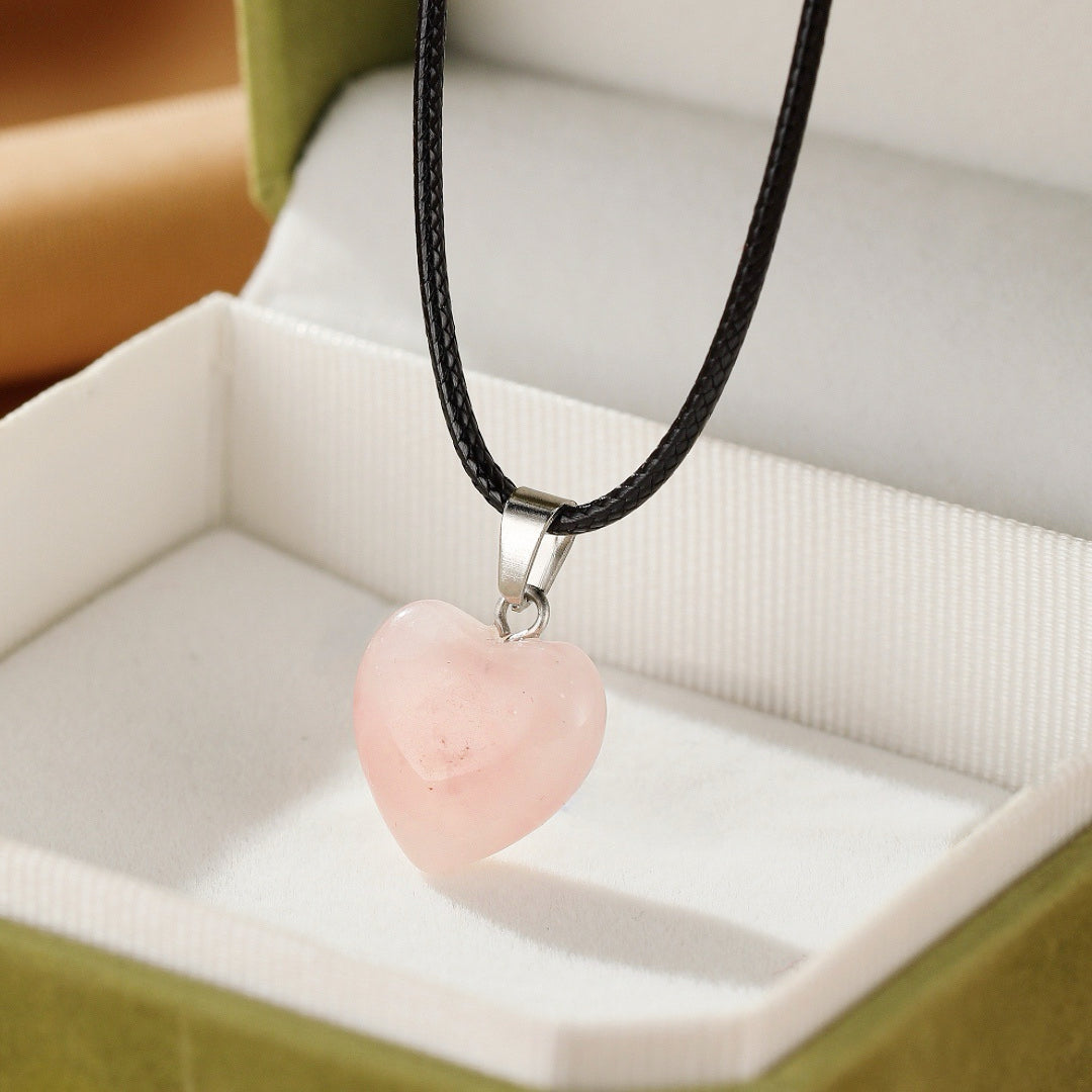 Collier Quartz Rose – Cœur d’Amour