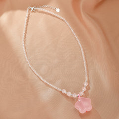 Collier Quartz Rose – Fleur Céleste