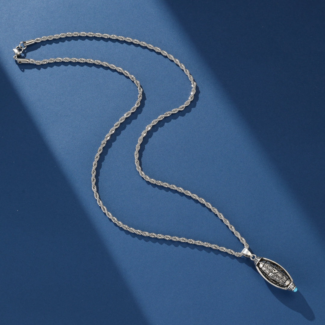 Collier Six Mantras et Turquoise – Force de Paix, Argent 925