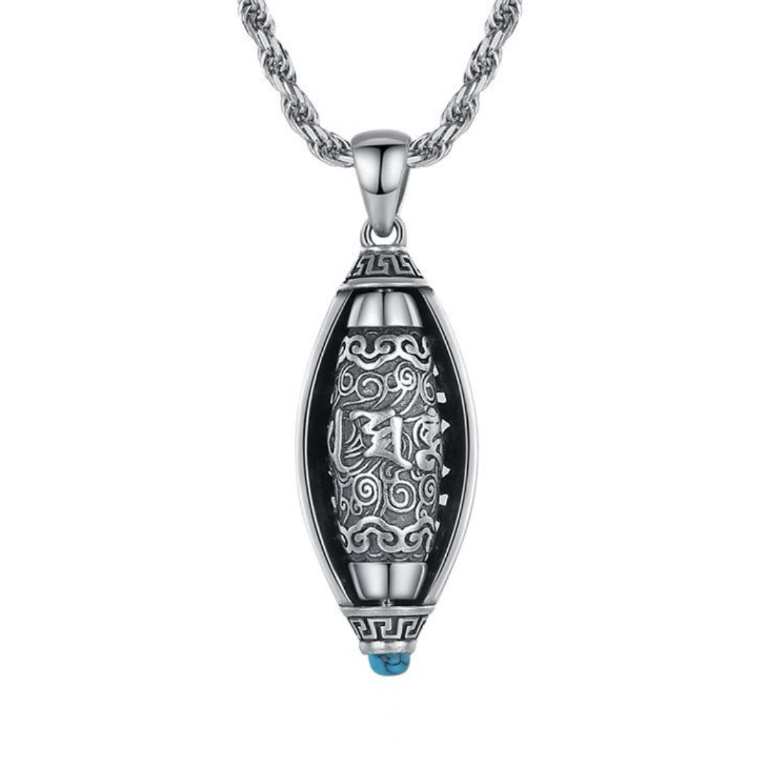 Collier Six Mantras et Turquoise – Force de Paix, Argent 925