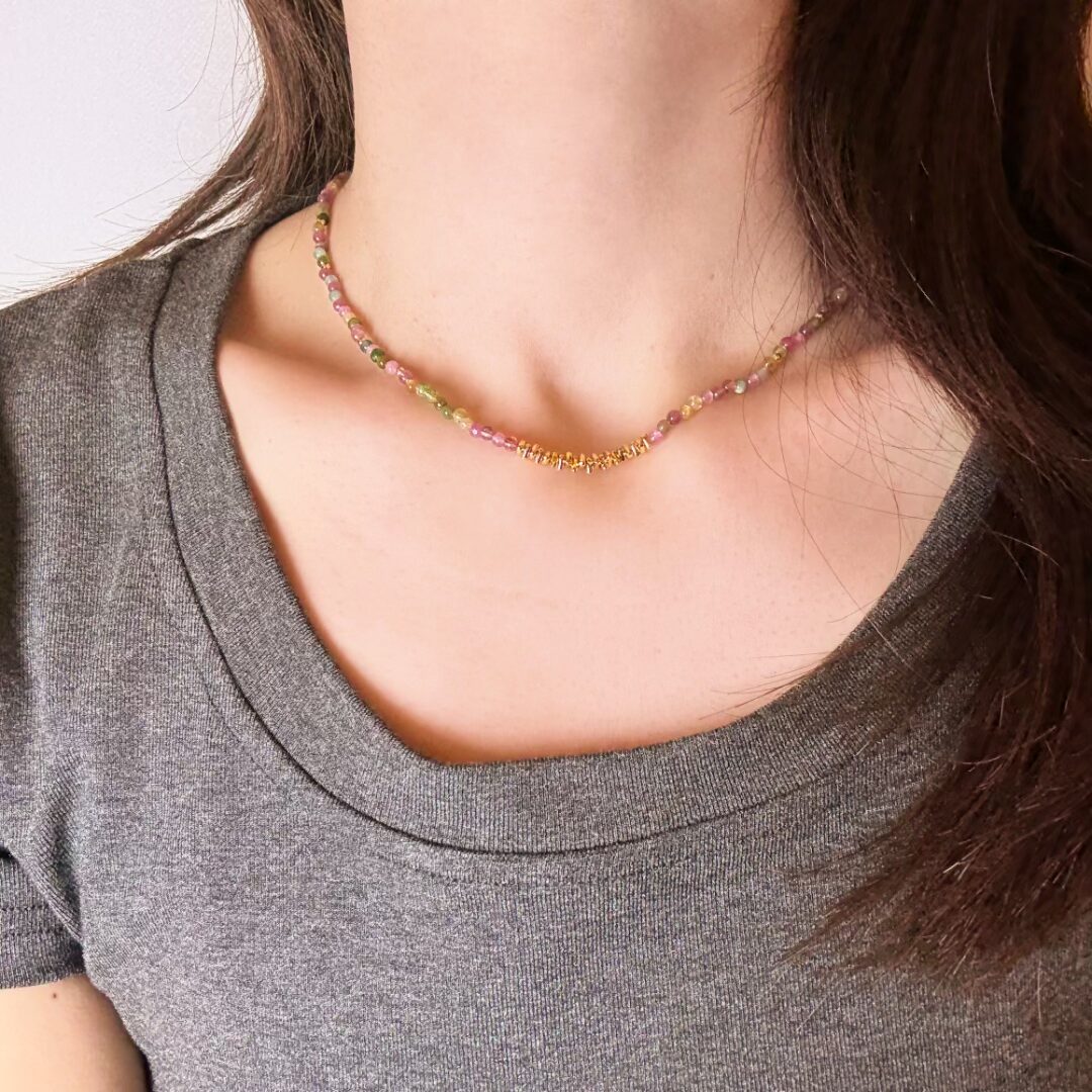 Collier Tourmaline – Vitalité et Paix, Argent Plaqué Or