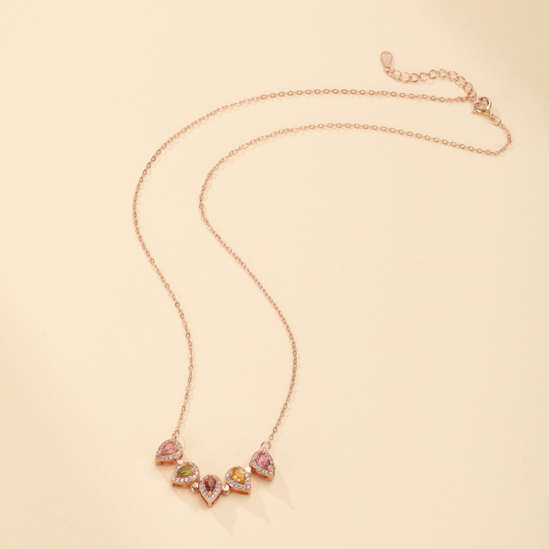 Collier Trèfle Tourmaline – Chance Éclatante, Argent Plaqué Or