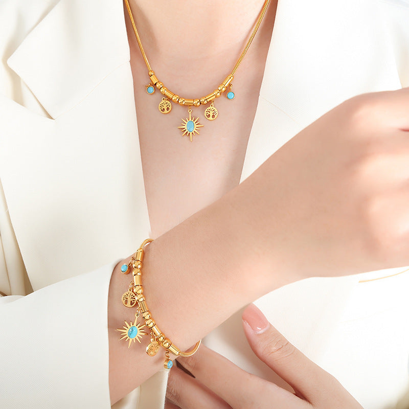 Collier Turquoise Arbre de Vie – Aura Dorée