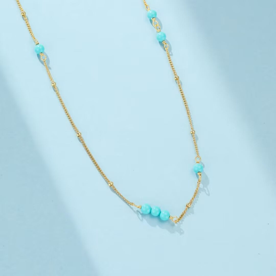 Collier Turquoise – Oracles du Désert, Argent Plaqué Or