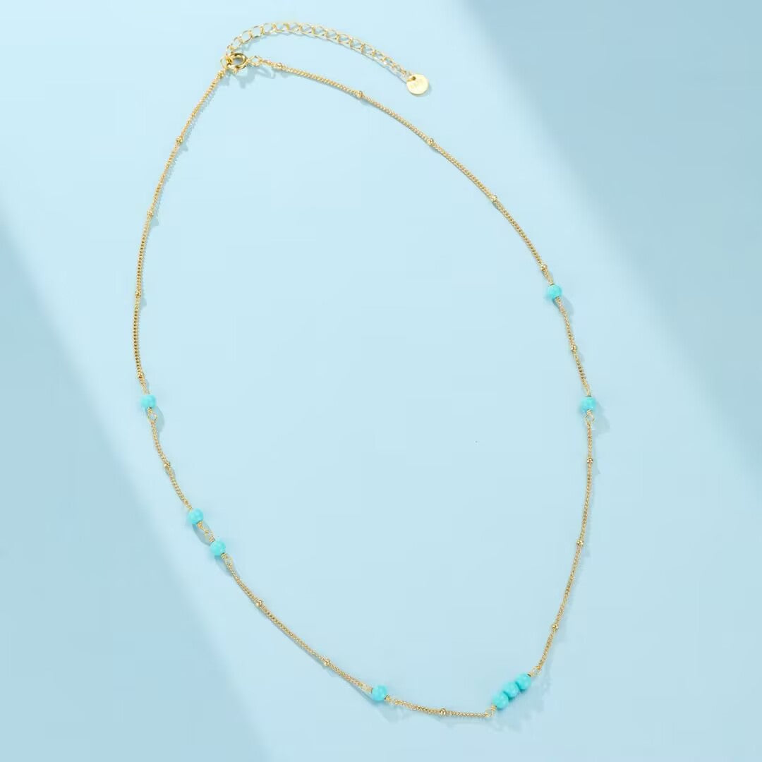 Collier Turquoise – Oracles du Désert, Argent Plaqué Or