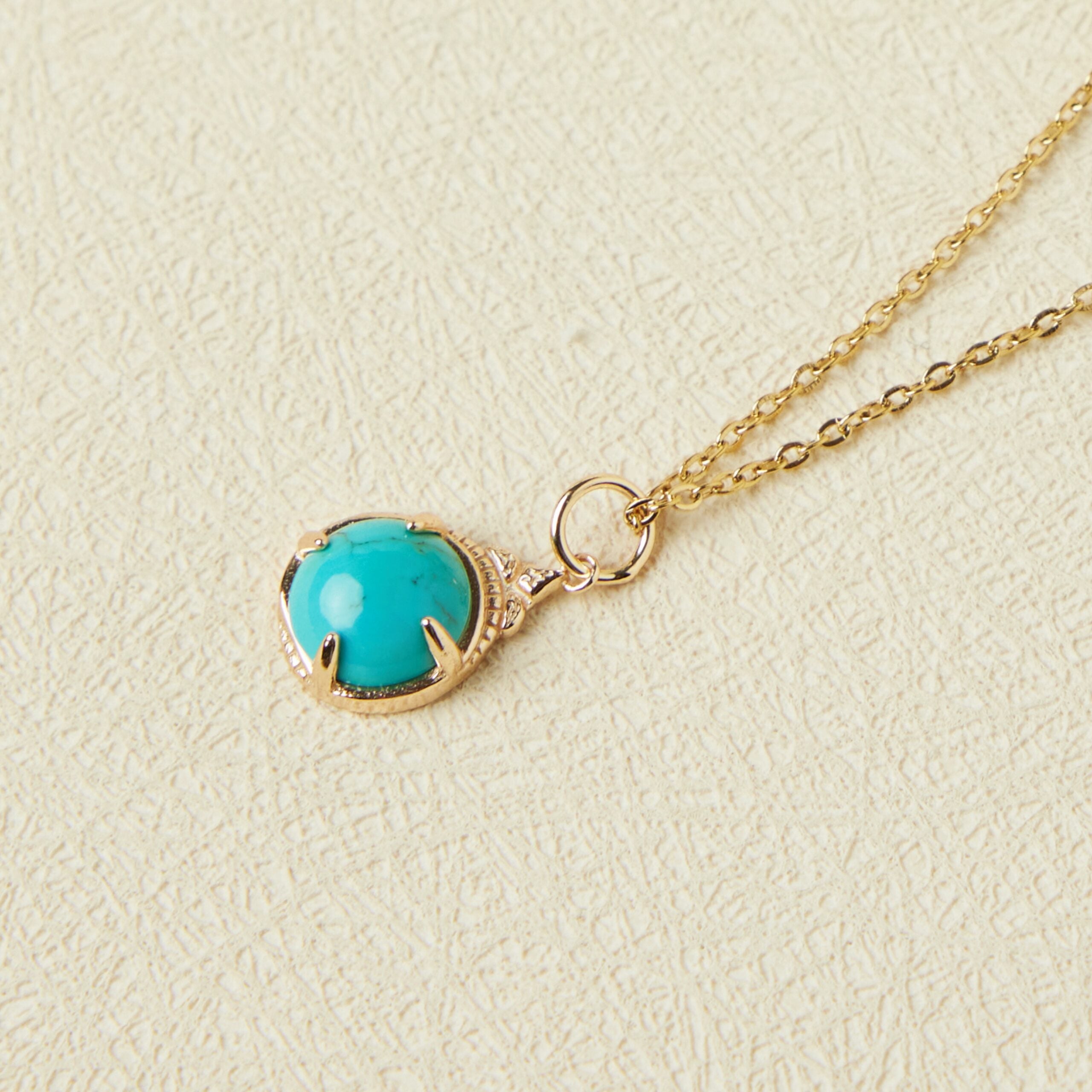 Collier Turquoise – Ovale Enchanté, Argent Plaqué Or
