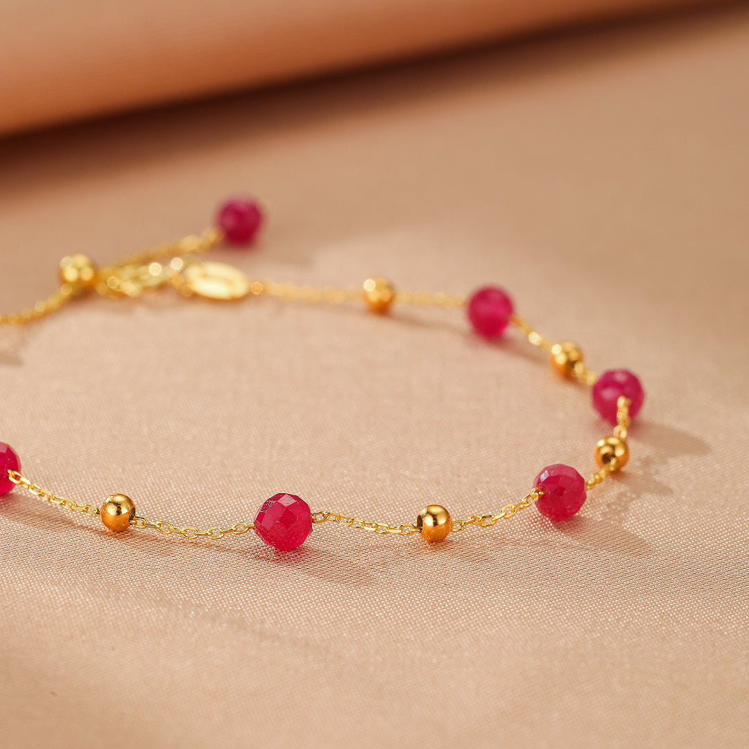 Bracelet Cornaline – Lumière Passionnée, Argent Plaqué Or