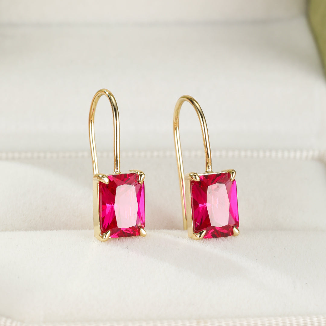 Boucles d’Oreilles Cornaline – Élégance Pourpre, Argent Plaqué Or