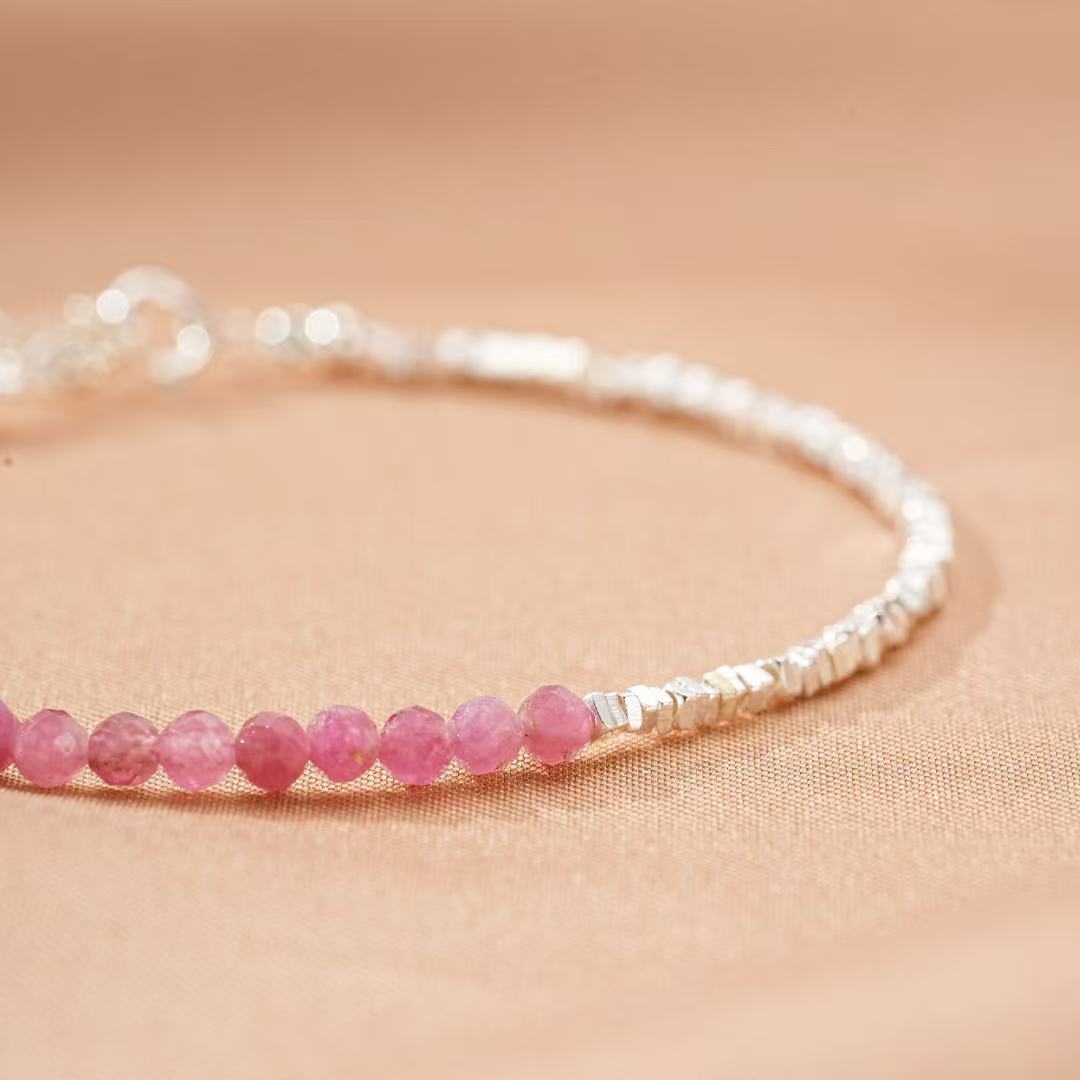Bracelet Tourmaline – Rose Intuitive, Argent