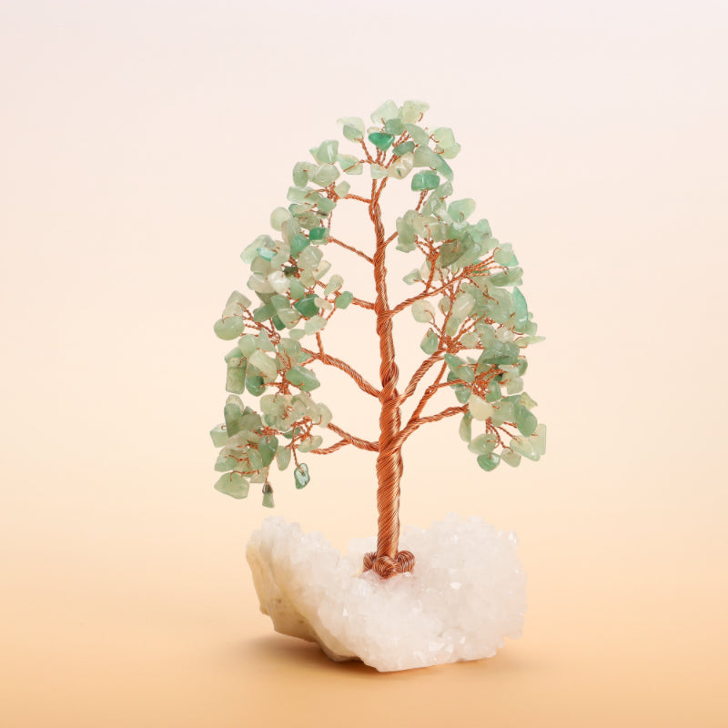 Éclats de Nature – Arbre de Vie en Pierres Naturelles avec Base Quartz Clair