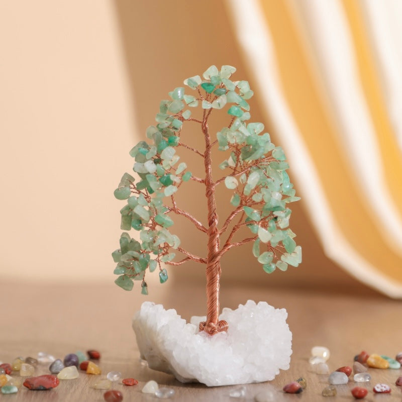 Éclats de Nature – Arbre de Vie en Pierres Naturelles avec Base Quartz Clair