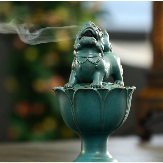 Encensoir "Garde-Bonheur" Pi Xiu et Lotus en Céramique