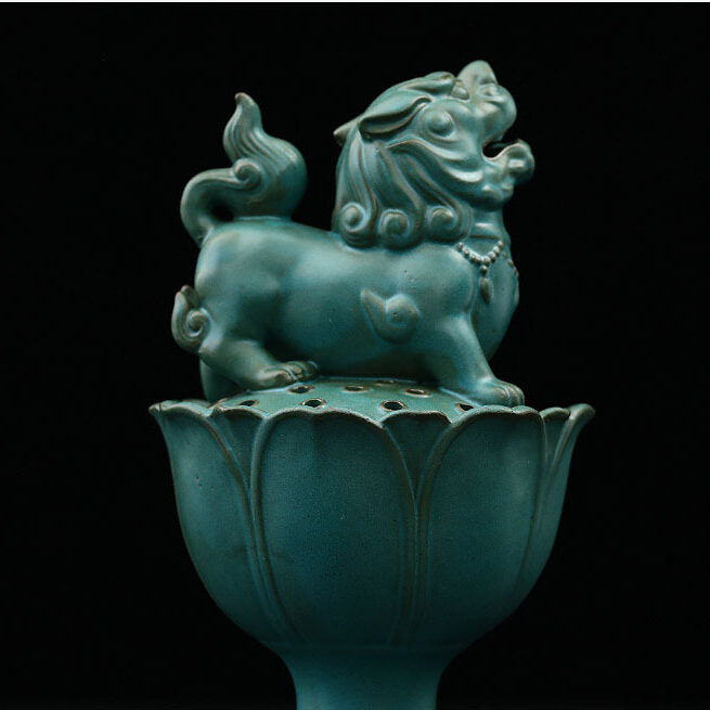 Encensoir "Garde-Bonheur" Pi Xiu et Lotus en Céramique